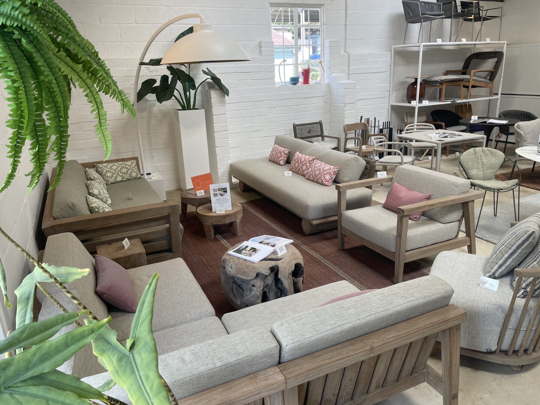 Image of Gommaire teak furniture shown at the Encompass Furniture showroom, Durleighmarsh Farm.