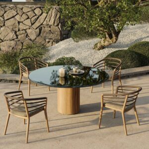 Image of Regaliz round garden table and Archy chairs by Royal Botania