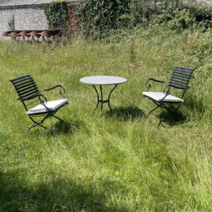 Image of Anton Damen garden table & folding chairs in long grass