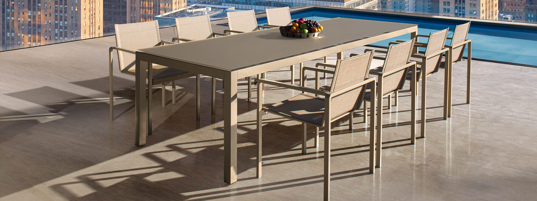 Alura & Taboela modern garden dining furniture by Royal Botania outdoor furniture includes aluminium garden chair & high quality garden table