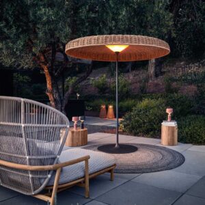 Image of Gloster Ambient Sol parasol lantern at dusk