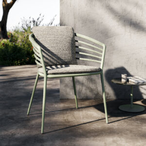 Image of Royal Botania Archy contemporary dining chair in sun and shade