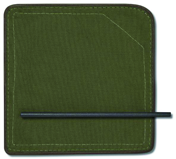 Image of swatch of Green coloured canvas and smoke coloured stainless steel used for Lawrence Butterfly chair by RODA garden furniture
