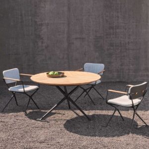Image of Royal Botania Exes circular table and dining chairs