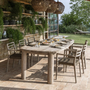 Image of Gommire Miguel teak dining table & Jared outdoor dining chairs
