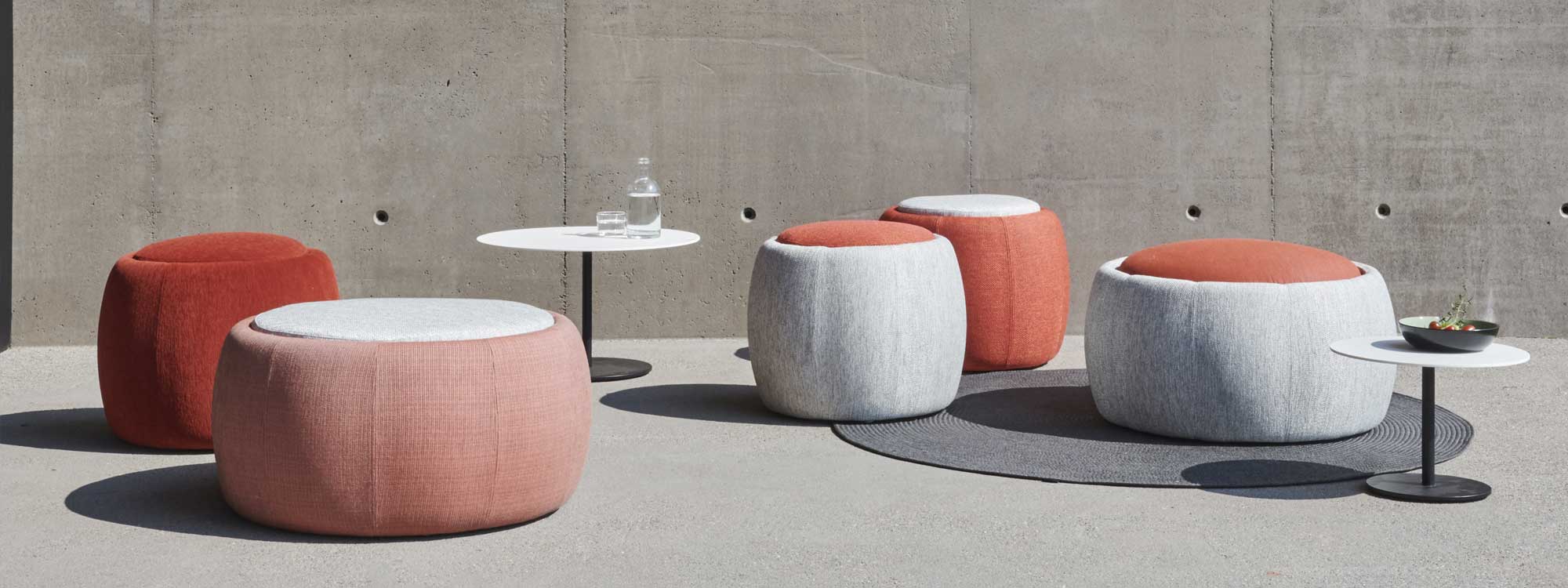 Tono modern garden pouf is a luxury outdoor pouffe in high quality garden furniture materials by Royal Botania outdoor furniture company