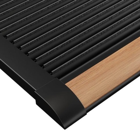 Rizz luxury door mat black aluminium & teak