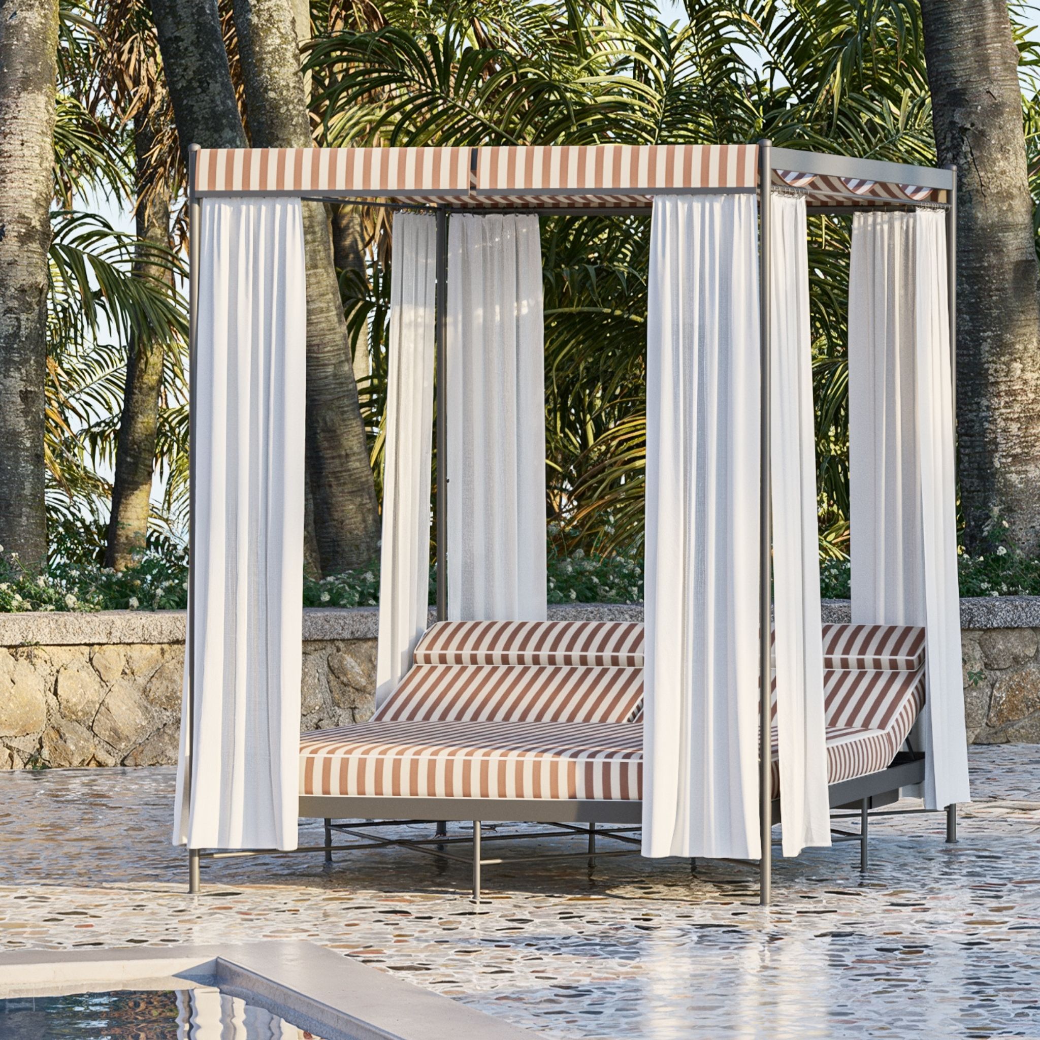 Unopiu IGEA alcove cabana daybed with cushions and curtains white