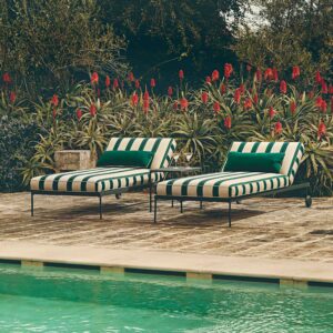 Image of Unopiu Igea sunbeds with striped fabric on poolside