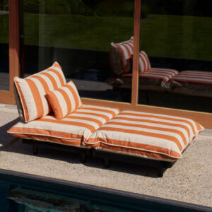 Image of Fatboy Paletti ottoman and chair in orange stripes