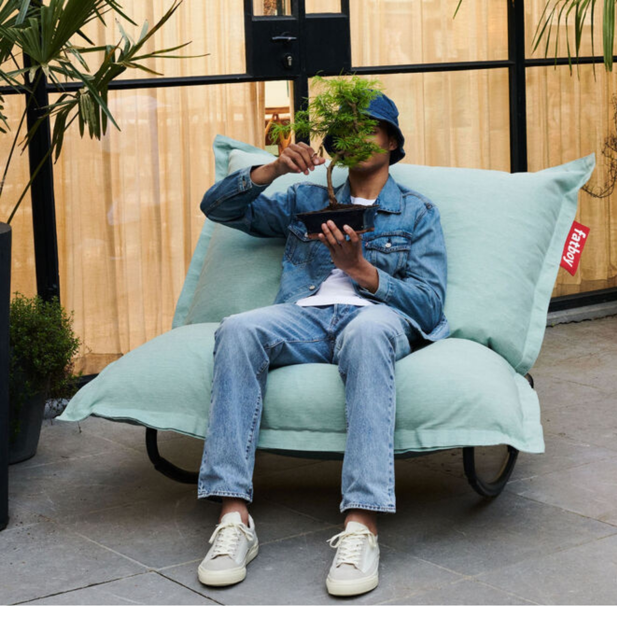 Image of youth sat on Fatboy Rock'n Roll & Original beanbag