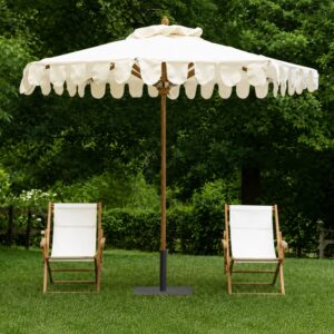 Image of Unopiu Riviera parasol in in white with ecriu border